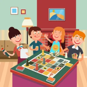 Playing Board Game with Family 